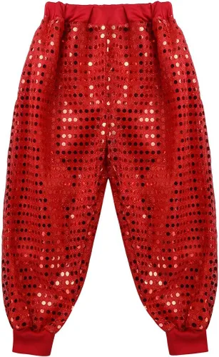 Vista 5 de inhzoy Conjunto de lentejuelas para niña, danza callejera, hip hop, danza, rendimiento, con capucha y pantalones de harén