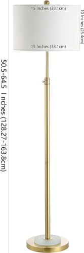 Vista 3 de Safavieh Lighting Pierson - Lámpara de pie ajustable de latón dorado y blanco escarcha (bombilla LED incluida)