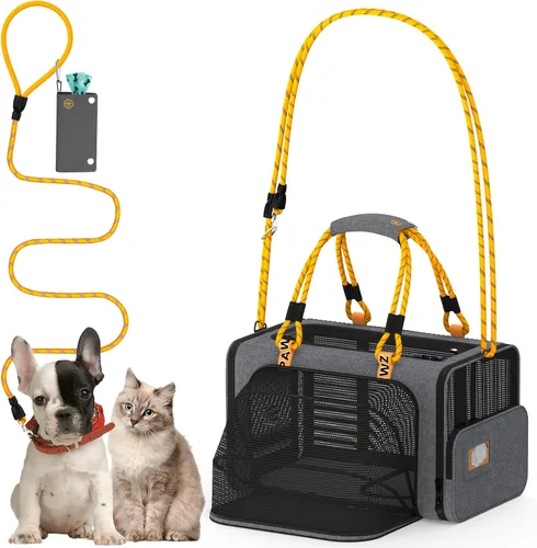 Vista 14 de PAWZIDEA Transportador de mascotas expandible aprobado por aerolíneas, transportador de perros pequeños de 18 x 11 x 11 pulgadas, transportador