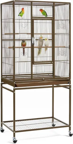 Vista 13 de Yaheetech Jaula grande de hierro forjado de 54 pulgadas para loros pequeños, periquitos y pájaros para loros pequeños, periquitos, mejillas verdes
