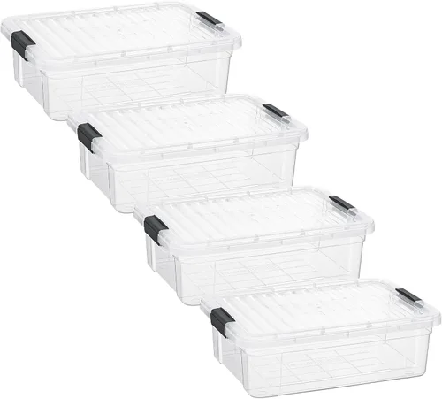 Vista 110 de Superio - Contenedores de almacenamiento de plástico transparente de 1.27 cuartos de galón con tapas, contenedores organizadores apilables, cajas