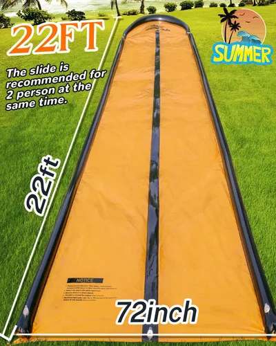 Vista 2 de Tobogán acuático de 22 pies para niños y adultos, tobogán acuático extra largo para niños de 5 a 8 a 12 años con piscina y 2 tablas inflables