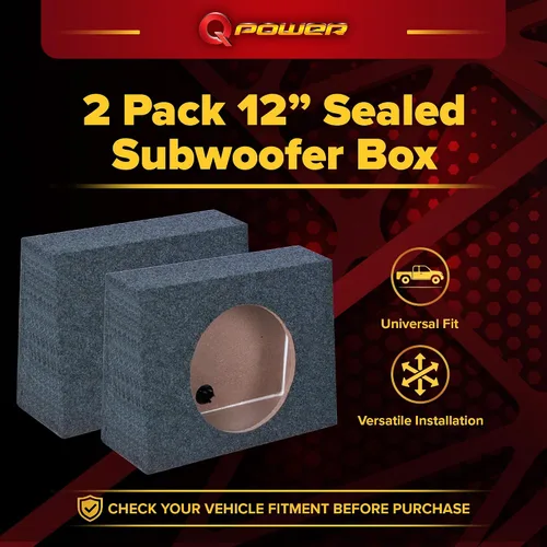 Vista 2 de QPower QTW12 - Caja de subwoofer de audio para automóvil sellada de 12 pulgadas, par