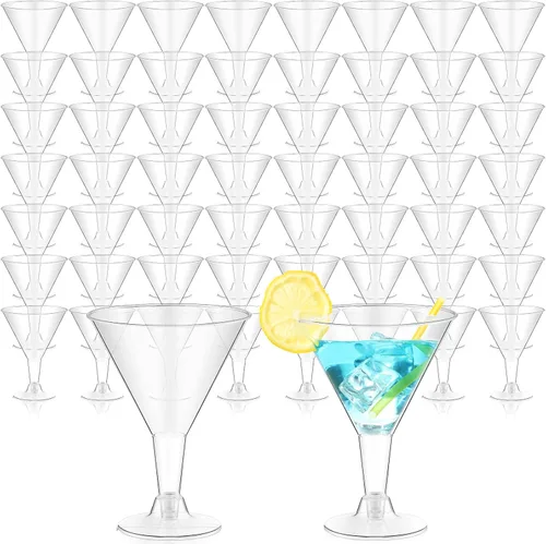 Vista 9 de Yinkin 12 Piezas Vasos de Martini de Plástico de 2 oz Desechables Transparentes para Cóctel Postre Parfait Vasos Irrompibles Mini Copas de Martini