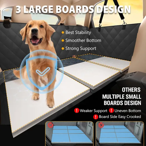 Vista 3 de Extensor de asiento trasero para perros, gran espacio, funda de asiento de automóvil para perro, parte inferior dura con capacidad para 420 libras