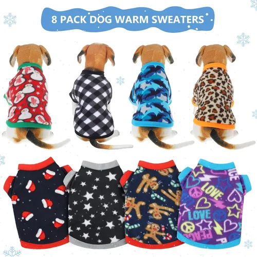 Vista 5 de 8 piezas de suéteres para perro, hembra, niño, ropa de invierno para chihuahua, suéter de cachorro, camisa cálida para cachorros, forro polar