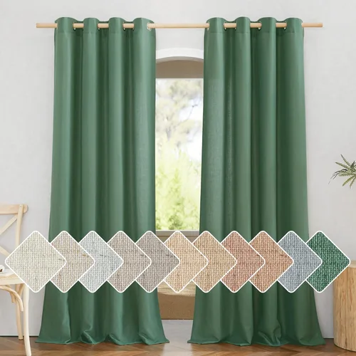 Vista 192 de NICETOWN - Cortinas de lino angora para ventana de cocina sobre el fregadero, con ojales, lino grueso angora, tratamientos cortos para ventanas