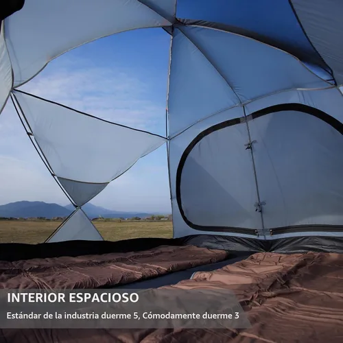 Vista 7 de EchoSmile Tiendas de campaña para camping, tienda impermeable a prueba de viento con múltiples postes, tienda de campaña de cúpula amplia para 3-5