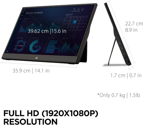 Vista 4 de ViewSonic VA1655 Monitor IPS portátil de 15.6 pulgadas 1080p con ergonomía móvil, USB-C y HDMI para el hogar y la oficina (renovado)