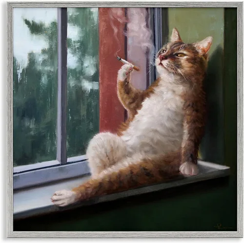 Vista 12 de Stupell Industries Gatos en el cine 3D Giclée enmarcado gris diseño de arte por Lund Roeser Enmarcado en blanco