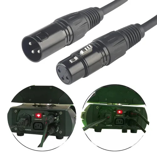 Vista 3 de 4 unids 3.3 ft largo DMX 512 XLR cable DMX 3.2t 3 Pin verdadero DMX cable macho a hembra para DMX micrófono etapa luces