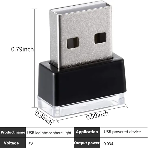 Vista 3 de 7 piezas de mini luces LED USB para interior del automóvil, luces LED USB para atmósfera, enchufable, 5 V, luz USB universal, kit de iluminación