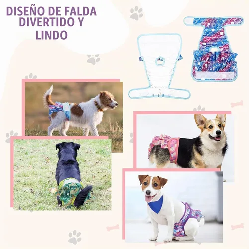 Vista 3 de Paquete de 4 Pañales para Perras Hembras Lavables Pañales para Perros Reutilizables Pañales para Cachorros Altamente Absorbentes Cómodos Pañales