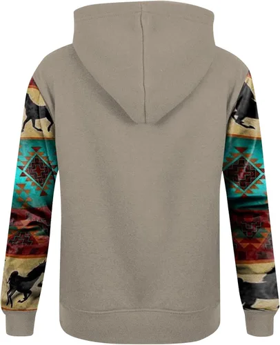 Vista 2 de Suéter suelto de manga larga con capucha para hombre y mujer