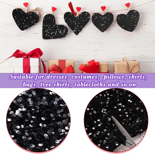 Vista 5 de Tela de terciopelo de lentejuelas por yarda, tela elástica brillante para coser mantel con purpurina brillante para vestido de mesa, accesorios