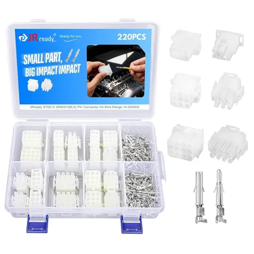 Vista 8 de JRready ST6512 Kit de conectores de 160 piezas 2.13mm 2Pin 3Pin para cables, conectores de engarce para terminales eléctricos ajustados, 14-20AWG