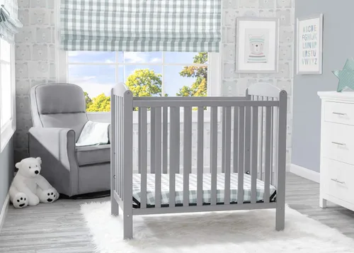 Vista 9 de Delta Children Emery - Mini cuna convertible con colchón de 2.75 pulgadas, color gris