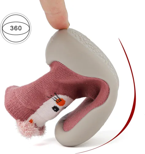 Vista 6 de Zapatos de calcetín para bebé, suela de goma suave, antideslizante, para interiores, para bebés, niños y niñas, zapatos de entrenamiento