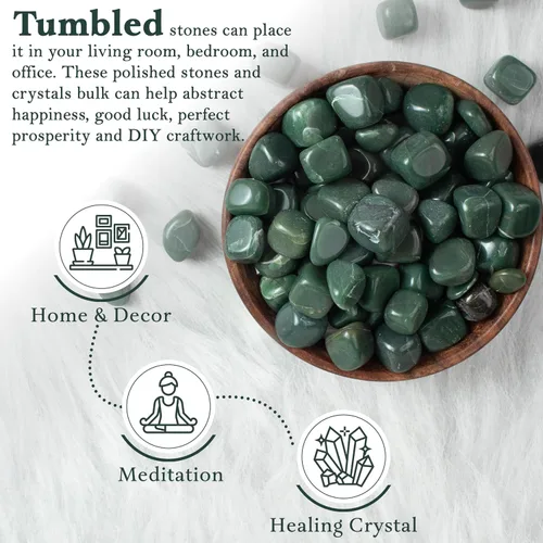 Vista 2 de BEZAVO Juego de piedras curativas de aventurina verde, 13 piezas de piedras y cristales a granel para curación, reiki, meditación, cristales
