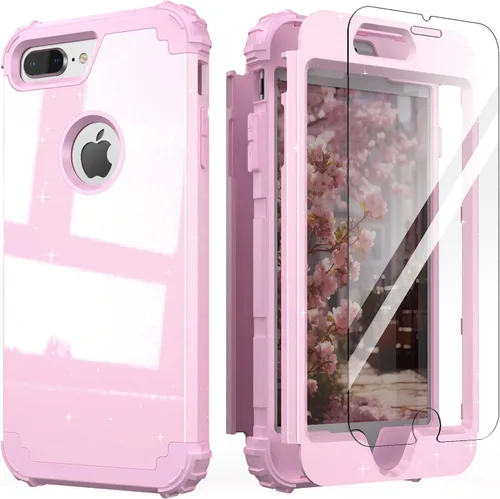 Vista 39 de IDweel Funda para iPhone 8 Plus, Funda para iPhone 7 Plus con Protector de Pantalla de Vidrio Templado, 3 en 1 Resistente a Golpes Delgada Híbrida