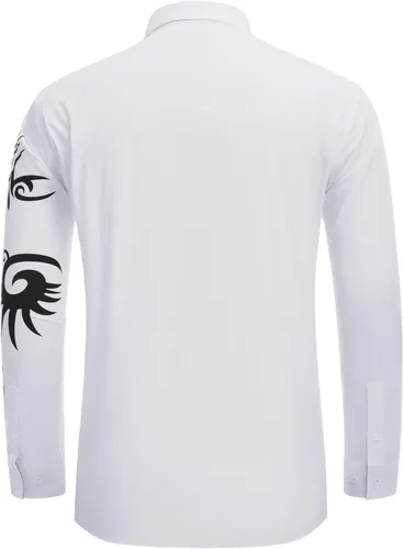 Vista 7 de COOFANDY Camisa de vestir con botones y estampado para hombre, camisas casuales de manga larga 02-blanco (Tiger)