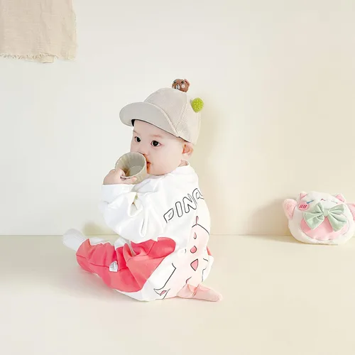 Vista 7 de TONWHAR Mameluco unisex de manga larga para bebé, overol de algodón de una pieza con estampado animal para niños y niñas