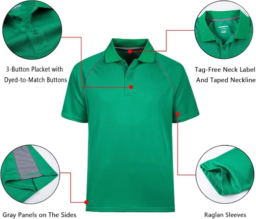 Vista 5 de Camiseta Polo de golf, de alto rendimiento, absorbentes de la humedad, de manga corta, para hombres, con bloqueo lateral, tallas grandes M-7XL