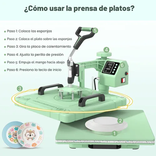 Vista 9 de Slendor - Prensa de calor de 15 x 15 pulgadas, 5 en 1, máquina de prensa de calor con giro de 360 grados, digital, para camisetas, prensa