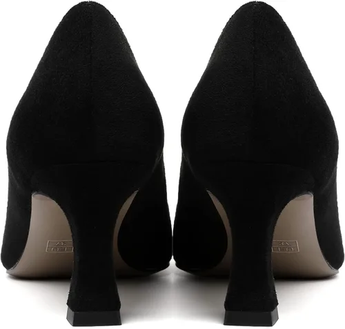 Vista 4 de Zapatos de tacón medio para mujer, con puntera puntiaguda, sin cordones, color liso, de 2.5 pulgadas