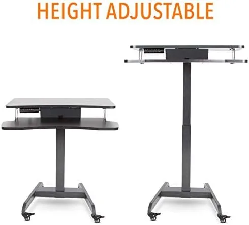 Vista 3 de Stand Steady Cruizer Premier - Escritorio eléctrico con ruedas, altura ajustable, escritorio de pie móvil con ruedas, bandeja para teclado, control