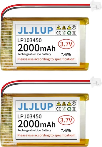 Vista 6 de Batería Lipo de 3.7 V 2000 mAh Baterías recargables de polímero de litio con cable PH 0.079 in Conector Circuito de protección integrado