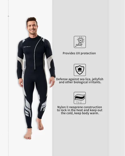 Vista 4 de Seaskin Trajes de neopreno para hombres y mujeres de 3 mm con cremallera frontal, traje de neopreno completo