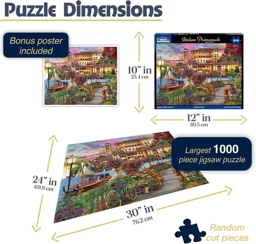 Vista 3 de White Mountain Rompecabezas de 1000 piezas de paisaje escénico de Italia con piezas grandes para adultos y familia de 24 x 30 pulgadas - Paseo