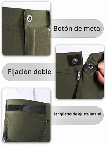 Vista 5 de BERGRISAR Pantalones cortos de ciclismo para hombre, corte holgado, con 6 bolsillos Verde militar