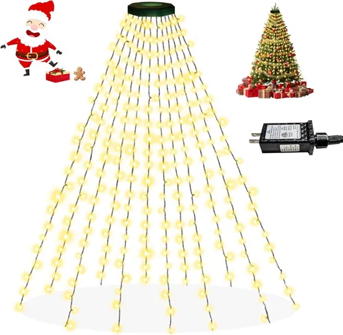 Vista 12 de Easy - Luces para árbol de Navidad de 8.2 pies, 280 LED x 8 líneas para árboles de Navidad de 6 a 7 pies Varios