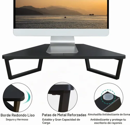Vista 4 de TEAMIX Soporte elevador para monitor de esquina de 26 pulgadas con Negro