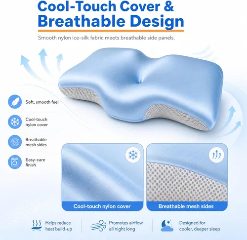 Vista 6 de Almohada cervical para el cuello, espuma viscoelástica de altura