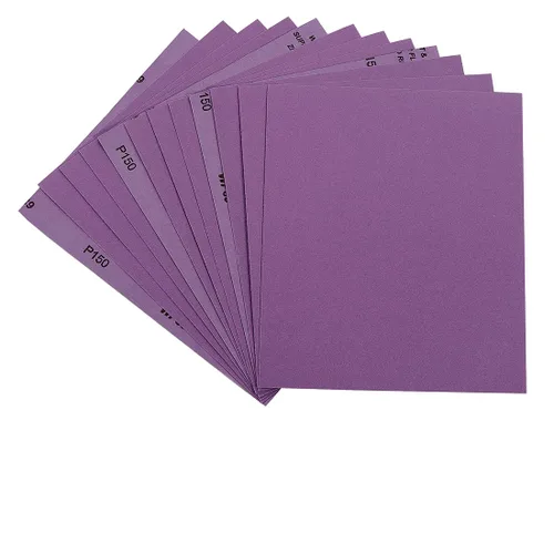 Vista 24 de Papel de lija de grano 60, hojas de lija en seco y húmedo de 9 x 11 pulgadas, papel de lija abrasivo avanzado de alúmina blanca fundida para acabado