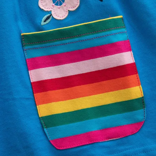 Vista 3 de Vestidos casuales de unicornio de algodón de manga corta y cuello redondo para niñas de 2 a 7 años