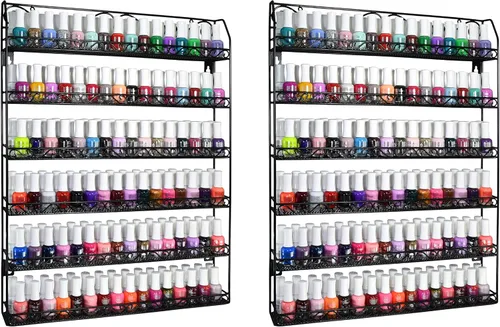 Vista 8 de AMT - Estantes metálicos para esmalte de uñas para pared, exhibición de esmalte de uñas transparente, organizador de aceites esenciales Young