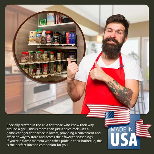 Vista 5 de Vertical Spice - Organizador de especias deslizante grande extraíble - 2 cajones individuales de 1 nivel - Soporte de condimentos con ruedas de alta