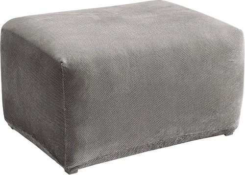 Vista 24 de Sure Fit Home Décor Funda Elástica de Piqué para Cojín Box de Otomana de Gran Tamaño de Una Pieza, Ajuste Elástico, Poliéster/Spandex, Lavable a