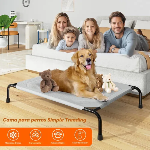 Vista 2 de Simple Trending Cama elevada para perros grandes, catre para perros XL impermeable, cama elevada para mascotas de enfriamiento al aire libre, Gris