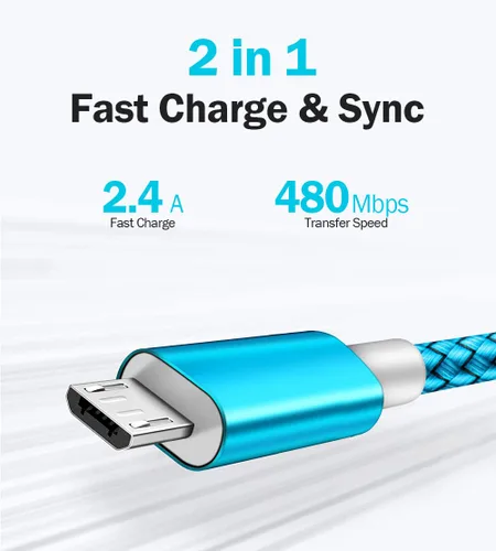 Vista 4 de Paquete de 2 cables micro USB de 3.5 pies para Samsung S7/S6, Note 5/4, Galaxy J7 J3, Tablet Tab 3 4 S2 A 10.1 9.7 8.0 7.0 S 10.5 E 9.6 Pro Kids