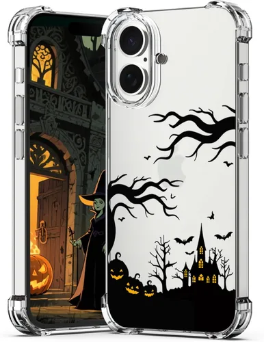 Vista 21 de Funda transparente para iPhone 17 Pro Max, diseño de calabaza negra Funda protectora suave para iPhone 17 Pro Max Halloween Pumpkin
