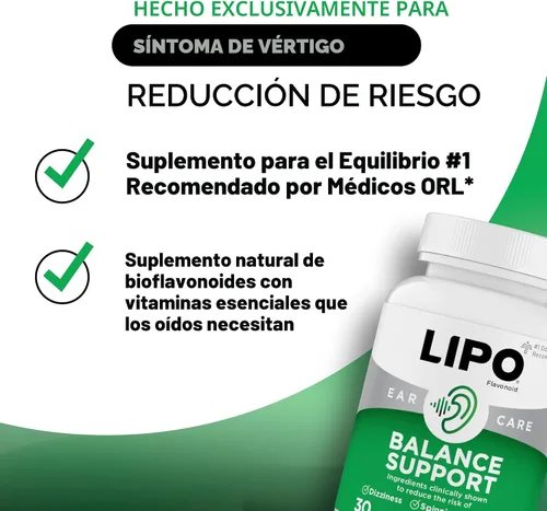 Vista 2 de Lipo-Flavonoid Balance Suplemento de Apoyo - Salud del Oído Interno y Alivio del Vértigo con Ginkgo Biloba, Bioflavonoides y Vitaminas B - Reduce