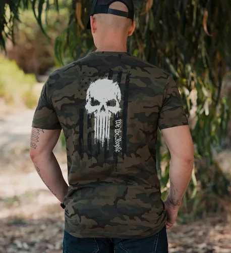 Vista 5 de Howitzer Style Camiseta para hombre Skull Freedom Flag Military Grunt MFG