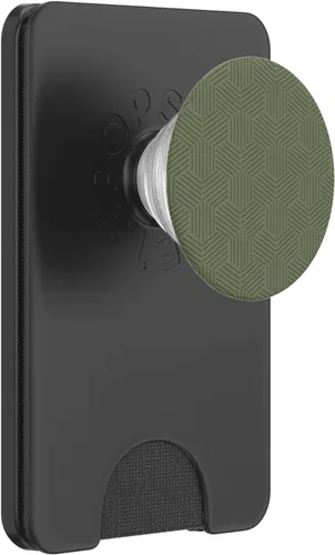 Vista 7 de Abstracto geométrico verde oliva, líneas verdes militares, PopSockets intercambiables PopGrip