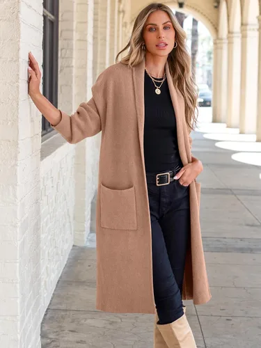 Vista 9 de ANRABESS - Cárdigan largo para mujer, suéter de tamaño extragrande con parte frontal abierta, abrigo de punto 2024, prendas de moda de otoño