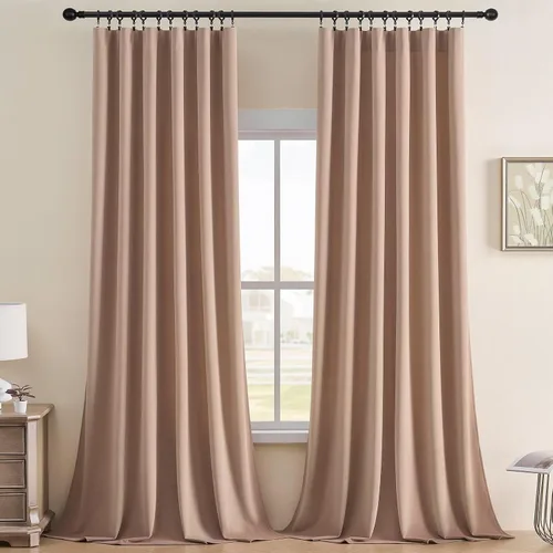 Vista 15 de Joydeco Cortinas de terciopelo negro de 63 pulgadas de largo, 2 paneles, cortinas opacas de lujo con bolsillo para barra, cortinas de ventana